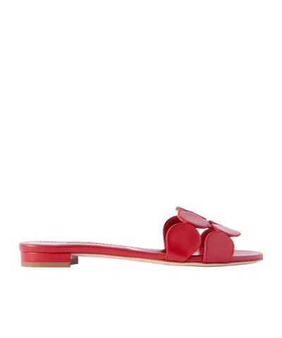 Manolo Blahnik Round Toe Slippers In Red