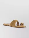 MANOLO BLAHNIK RUCHED LAMBSKIN SANDALS WITH FLAT LEATHER SOLE