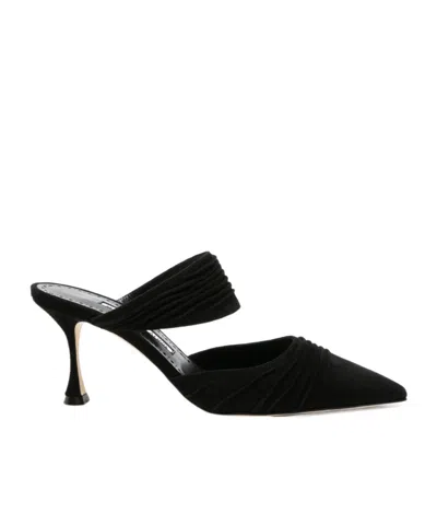 Manolo Blahnik Circeamu 70mm Suede Mules In Black