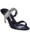 Manolo Blahnik Sako 70 Crystal-embellished Satin Mules In Black