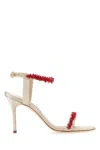 Manolo Blahnik Cienzan Satin Sandals Ankle Embellishment In Dcrmyoth