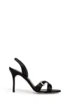 Manolo Blahnik Ramisli 90 Crystal Buckle Satin Sandals In Black
