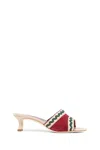 Manolo Blahnik 50mm Marebis Embroidered Kid Suede Mule Sandals In Red