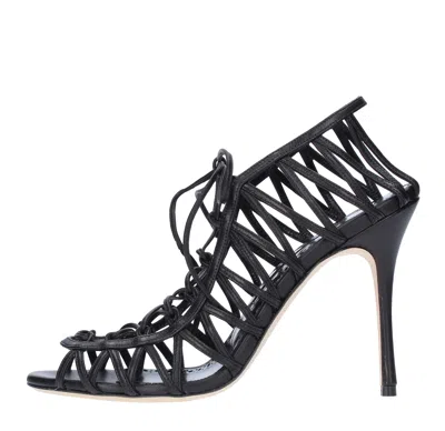 Manolo Blahnik Sandals Black In Nero Neri E Grigi