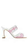 Manolo Blahnik Avespamu 90 Mesh-trimmed Two-tone Patent-leather Mules In Multicoloured