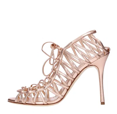 Manolo Blahnik Sandals Pink In Rosa Chiari E Naturali