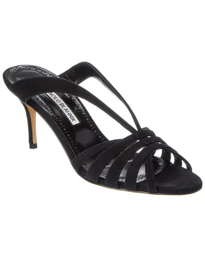 Manolo Blahnik Sardimu 70 Suede Sandal In Black