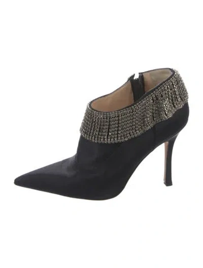 Pre-owned Manolo Blahnik Satin Boots In Black