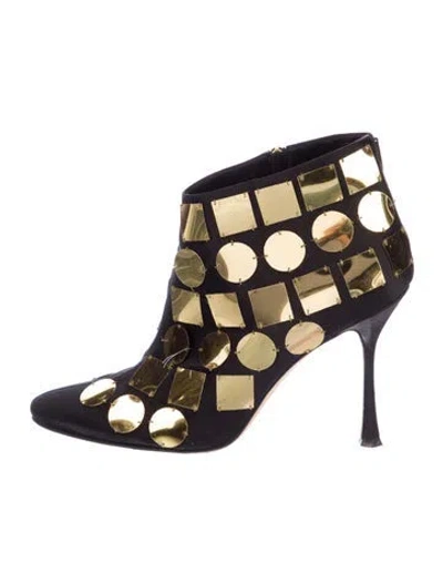 Pre-owned Manolo Blahnik Satin Boots In Multi