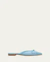 Manolo Blahnik Satin Bow Ballerina Flats In Blue
