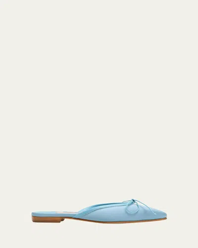 Manolo Blahnik Satin Bow Ballerina Flats In Blue