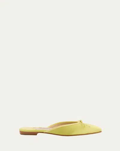 Manolo Blahnik Satin Bow Ballerina Flats In Green