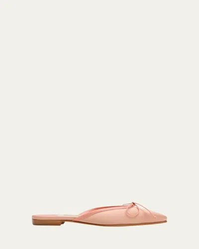 Manolo Blahnik Satin Bow Ballerina Flats In Salmon