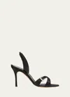 Manolo Blahnik Satin Crisscross Buckle Slingback Sandals In Blck0015
