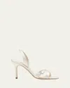 Manolo Blahnik Ramisli Embellished Satin Slingback Sandals In Cream