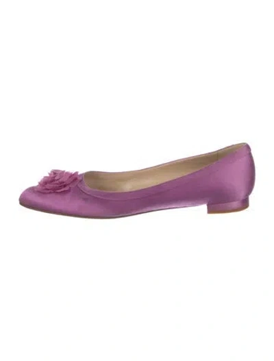 Pre-owned Manolo Blahnik Satin Crystal Embellishments Ballet Flats In Pink