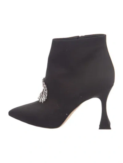 Pre-owned Manolo Blahnik Satin Crystal Embellishments Boots In Black