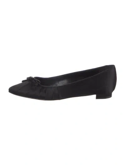 Pre-owned Manolo Blahnik Satin Crystal Embellishments Flats In Black