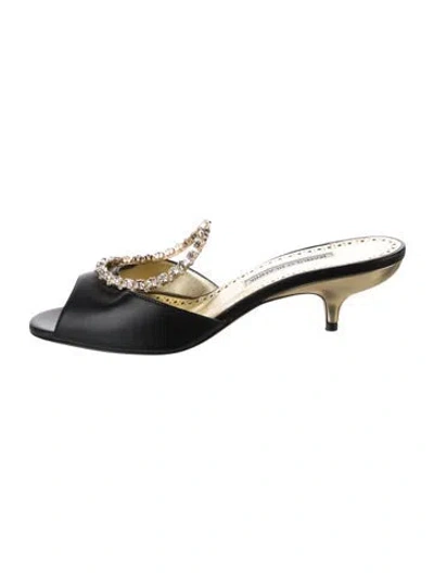 Pre-owned Manolo Blahnik Satin Crystal Embellishments Mules In Multi