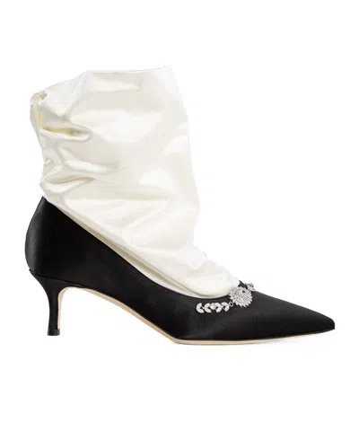 MANOLO BLAHNIK SATIN DECORATIVE HIGH HEELS