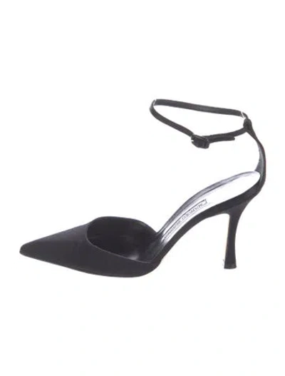 Pre-owned Manolo Blahnik Satin D'orsay Pumps In Black