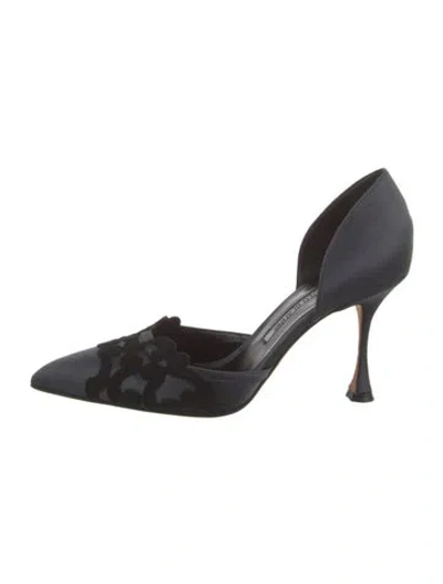 Pre-owned Manolo Blahnik Satin D'orsay Pumps In Black