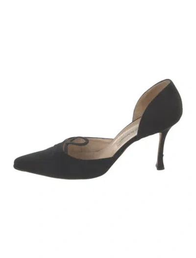 Pre-owned Manolo Blahnik Satin D'orsay Pumps In Black
