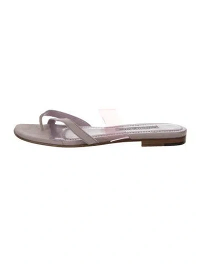 Pre-owned Manolo Blahnik Satin Flip Flops In Purple