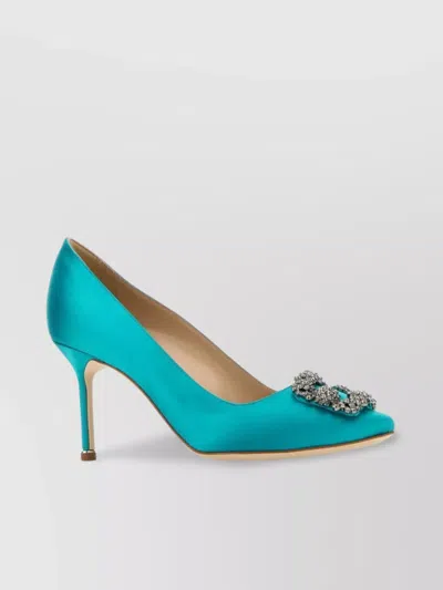 Manolo Blahnik Satin Hangisi Pumps Embellished Detail
