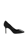 Manolo Blahnik Hangisi 50 Fmc Crystal-embellished Satin Pumps In Yoth