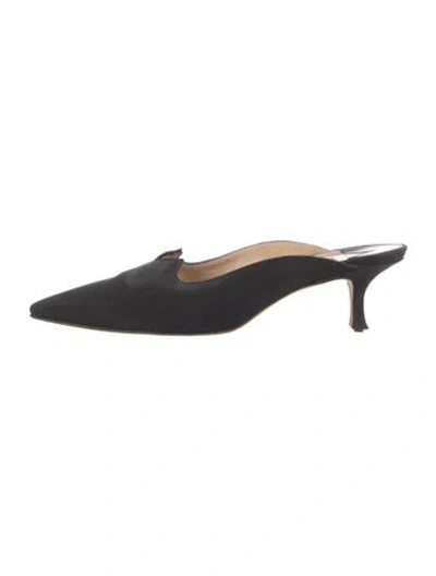 Pre-owned Manolo Blahnik Satin Mules In Black