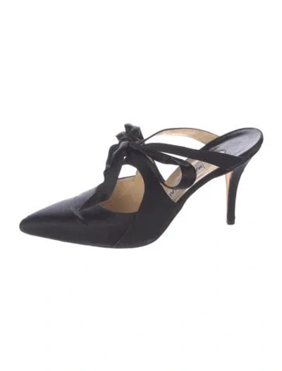 Pre-owned Manolo Blahnik Satin Mules In Black