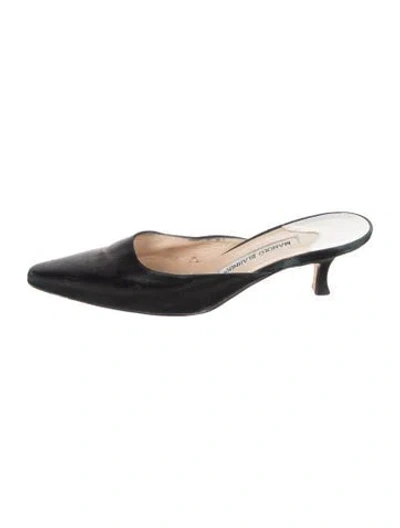 Pre-owned Manolo Blahnik Satin Mules In Black