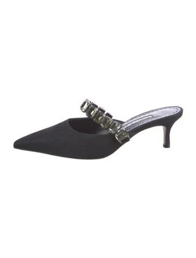 Pre-owned Manolo Blahnik Satin Mules In Black
