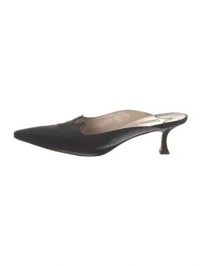 Pre-owned Manolo Blahnik Satin Mules In Black