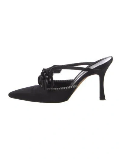 Pre-owned Manolo Blahnik Satin Mules In Black