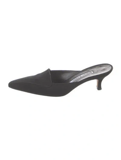 Pre-owned Manolo Blahnik Satin Mules In Black