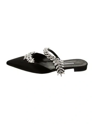 Pre-owned Manolo Blahnik Satin Mules In Black