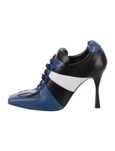Pre-owned Manolo Blahnik Satin Mules In Blue
