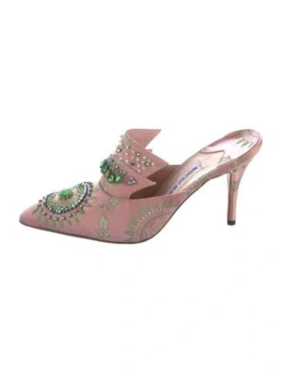 Pre-owned Manolo Blahnik Satin Mules In Pink