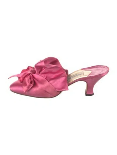 Pre-owned Manolo Blahnik Satin Mules In Pink
