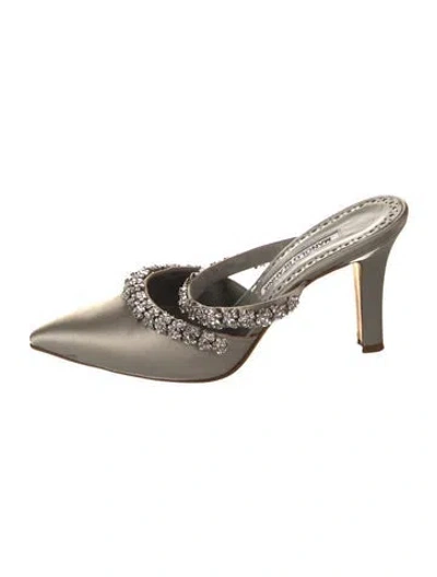 Pre-owned Manolo Blahnik Satin Patterned Mules In Multi