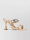 Manolo Blahnik Satin Pesan Mules Strap Embellished In Gold