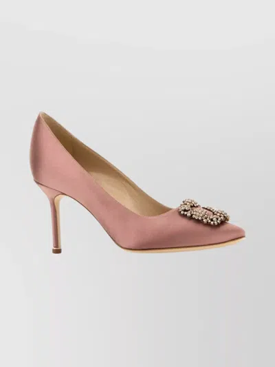 Manolo Blahnik Satin Pointed Toe Stiletto Pumps In Pink