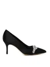 Manolo Blahnik Asapump 70 Crystal-embellished Satin Pumps In Black