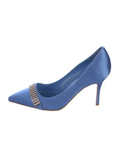 Pre-owned Manolo Blahnik Satin Pumps In Blue