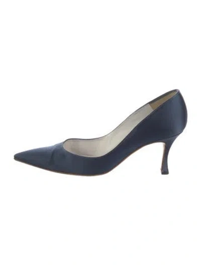 Pre-owned Manolo Blahnik Satin Pumps In Blue
