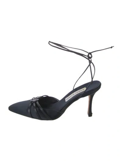 Pre-owned Manolo Blahnik Satin Pumps In Blue
