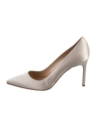 Pre-owned Manolo Blahnik Satin Pumps In Neutral