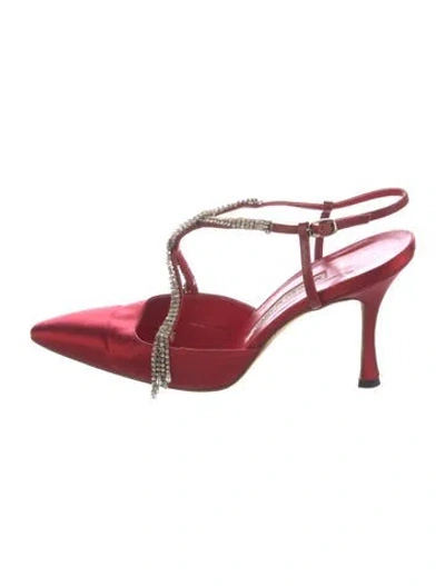 Pre-owned Manolo Blahnik Satin Pumps In Red